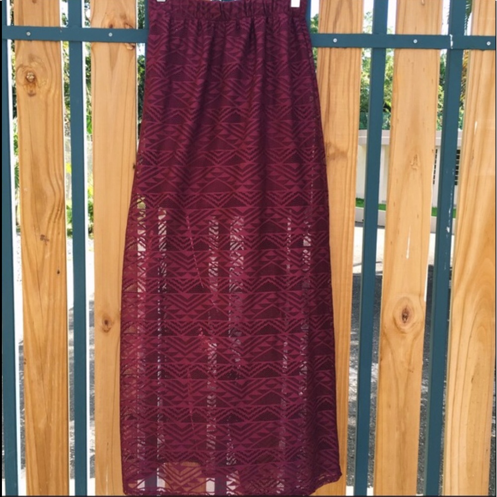 Burgundy maxi skirt